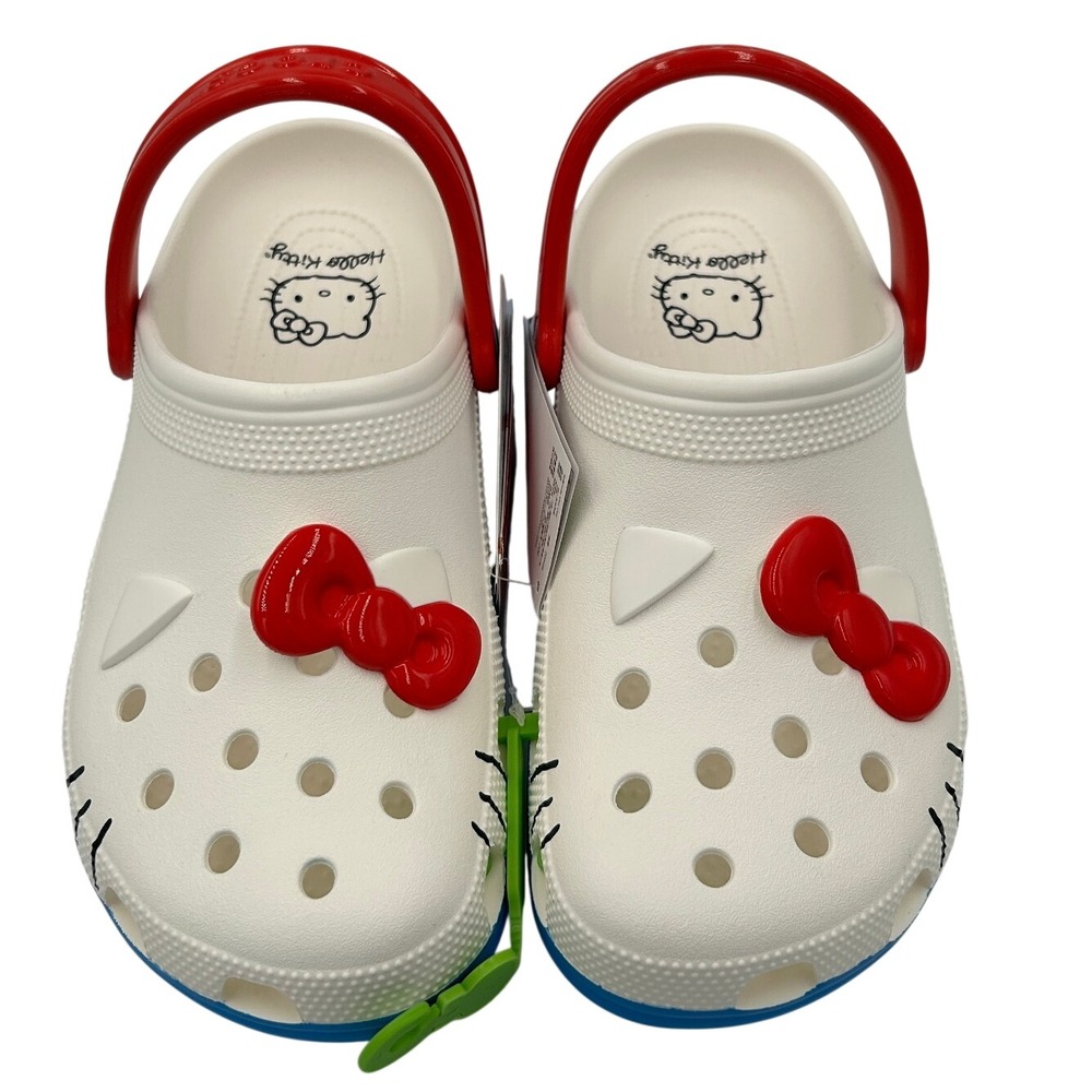 Crocs Hello Kitty Classic Clog White Red Women 11 Sanrio 209438-100 New